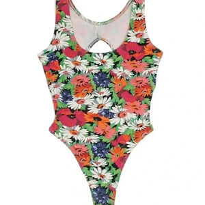 Colorful Daisy Thong Bodysuit Size Small Scoop Neck Tank